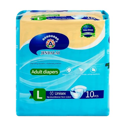 Tape-Style Adult Diapers, Disposable Adult Incontinence Underwear Leak Protection, Heavy Absorbency Adult Diapers with Tabs, 10 Count (Blue, Large)