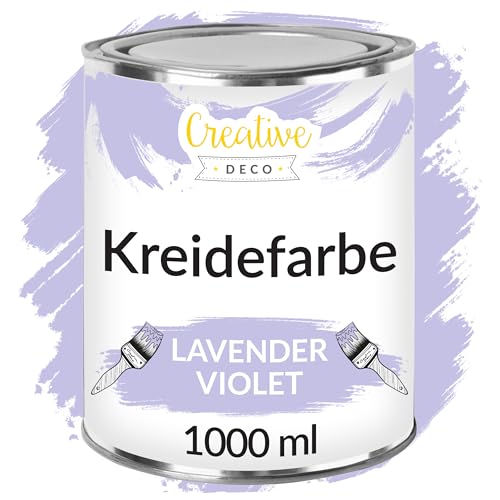 Creative Deco Violette Kreidefarbe für Möbel 1000 ml | Möbellack, Möbelfarbe ohne Schleifen | Landhaus, Vintage-Stil, Decoupage, Möbel-Renovierung Matt Abwaschbar Wisch-Effekt Gradient-Effekt möglich