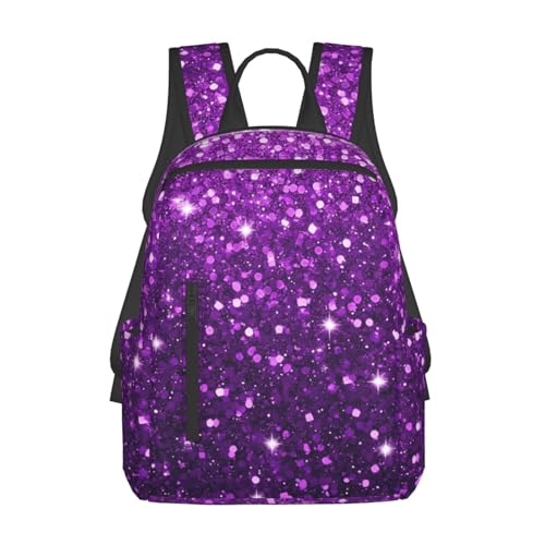 Beautiful Dark Purple Bling Glitter Sparkles Pattern Backpack Lightweight Backpack For College Travel Work For Men And Women