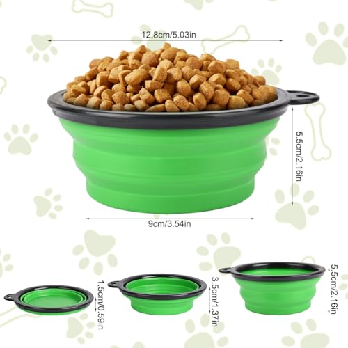 Adiwo Hundenäpfe, 2 Stück,Faltbare Hundenäpfe mit Flaschenträger mit Karabiner, Faltbar Reisenapf Napf für Hunde und Katzen, für Haustiere Gassi gehen Wandern