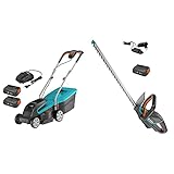 GARDENA Akku-Rasenmäher PowerMax 32/36V P4A Ready-to-Use Set & Akku-Heckenschere ComfortCut 50/18V-P4A Ready-to-Use Set: Heckenschneider mit ergonomischem Griff und Anschlagschutz