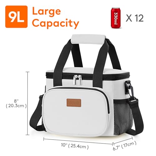 Image of Lifewit Medium Lunch Bag, Insulated Lunch Box, Soft Cooler Cooling Tote for Adult Men Women, Sliver Gray 12-Can (9L)