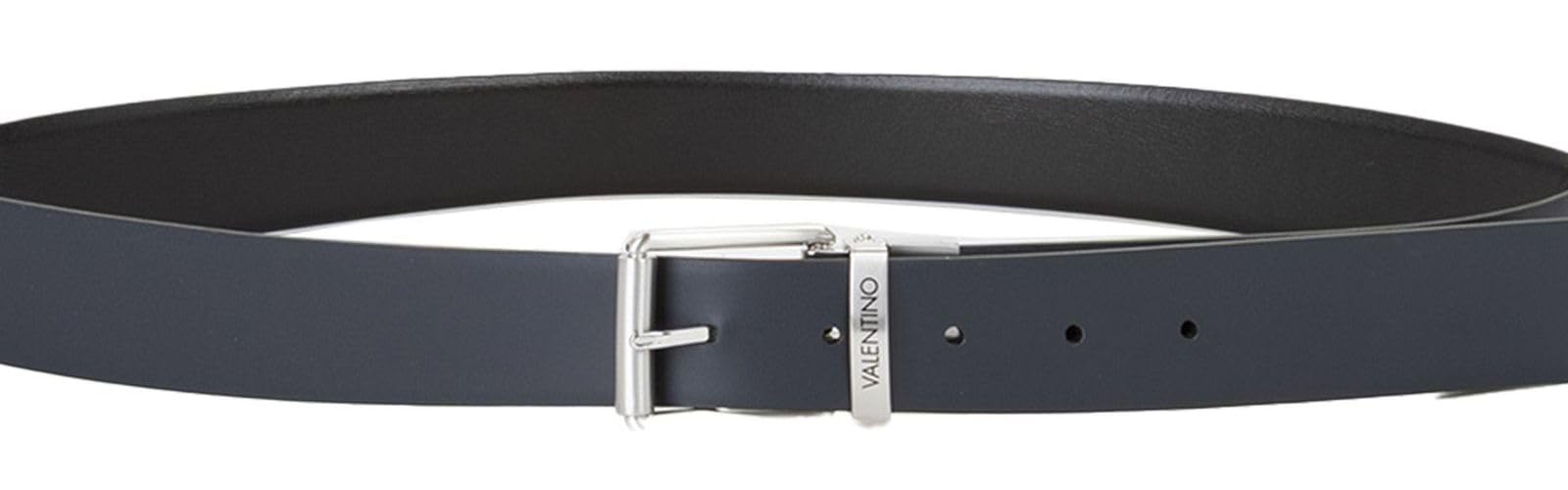 Valentino Leder Gürtel Premium Pin Buckle Belt W95 Nero/Blu schwarz dunkelblau kürzbar wendbar