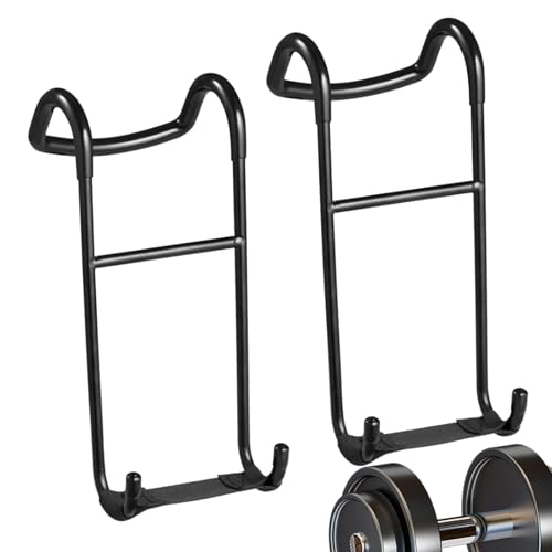Struttura resistente: questi ganci per manubri sono realizzati in metallo e possono sopportare fino a 102 kg, garantendo un forte supporto durante intense pressioni sulle spalle, panca o altri esercizi con bilanciere senza la necessità di uno spotter