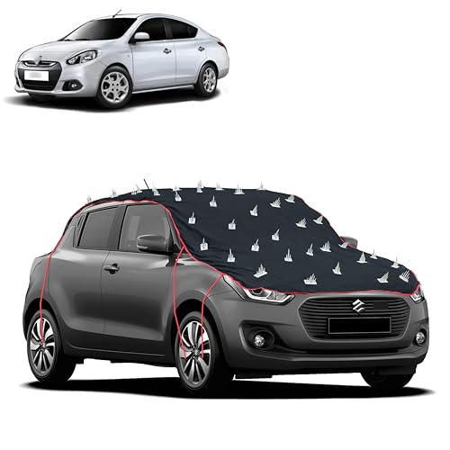 Image of Dog Protection Spike Car Cover for Renault Scala Bonnet to Roof Easy Installation with 4 Elastic Hook Strap | Anti-Scratch Soft Cotton Inner | Complete Protection from Street Dogs & Monkeys