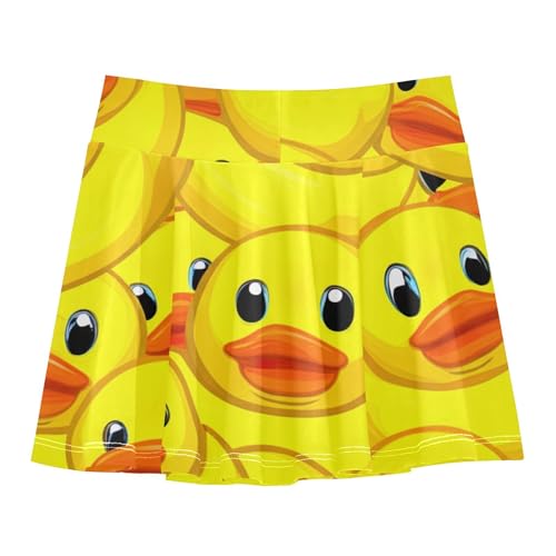 Tennis Skirts for Kids Cartoon Yellow Ducks Print Girls' Shorts Athletic Skorts Blue Pink Cheer Skirt 4t2