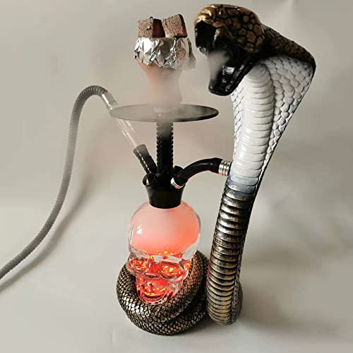 chenmu Schlange und Schädel Statuen Dekorationen Hookah Shisha Set mit LED Licht Shisha, 4 Schlauch, Kohlezange, Hookah… – Bild 4