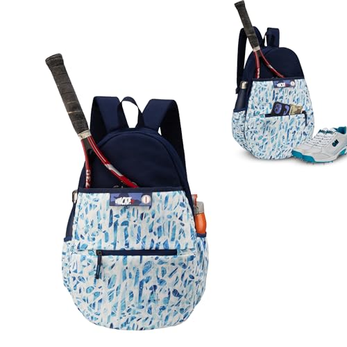 Image of WHACKK Seles Sports Badminton Tennis Racket Backpack White Blue|22L Capacity with Racket Compartment, Shoe, Multiple Utility Pockets & Dual Bottle Holders|Lightweight Bag for Pickleball Table Tennis