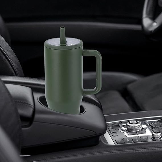 Image of Stainless Steel 1200 ml Vacuum Tumbler with Lid & Straw - Double‑Wall Insulated Cup for Travel, Gym & Office - Keeps Beverages Hot or Cold - 1.2 L Capacity (Avocado)