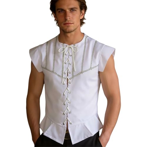 Partes de arriba | Bpurb Chaleco Hombres Steampunk Vikingo Pirata Sin Mangas Cordón Retro Vintage Renacimiento Medieval Disfraz De Victoriano
