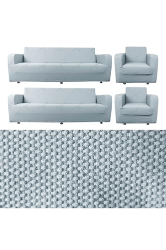 Bibaha Balpeteği 3+3+1+1 lastikli kanepe örtüsü | lastikli koltuk örtüsü | koltuk kılıfı takımı açik gri 180 x 230