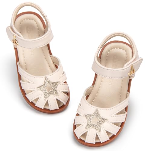 Image of THEE BRON Toddler Girls Closed-Toe Sandals Sweet Retro Cutout Summer Dress Shoes