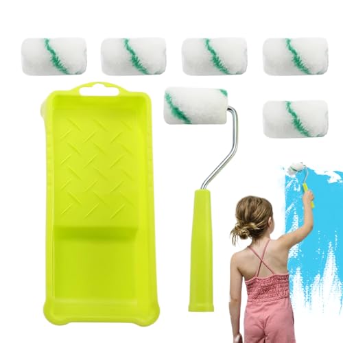 Liten PaintRoller Set | Roller EdgerMini Brush Set Med FÃ¤rgbricka, HemmÃ¥lning HandhÃ¥llen Renskuren FÃ¤rg Edger, MÃ¥lningsverktyg