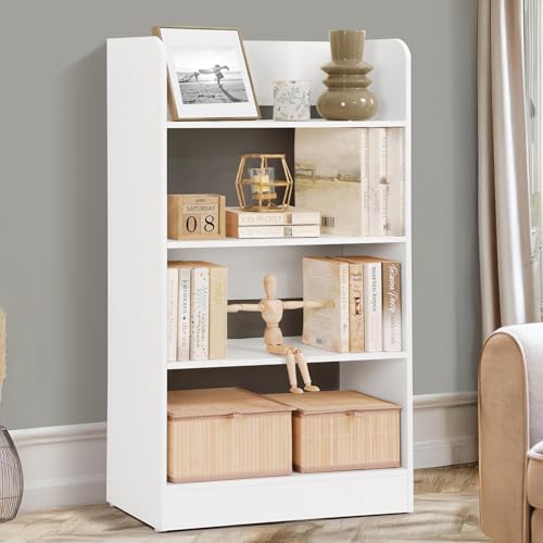 Image of ABOUT SPACE Bookshelf for Home - 4 Tier Books Rack for Study Room Multipurpose Open Shelf for Home, Office, School Engineered Wood Book Organizer Shelf (White - L 62.5 x B 23.5 x H 105 cm)