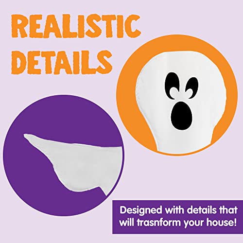 Image of JOYIN Halloween 2 Pcs Tree Wrap Ghost Decoration Outdoor, 53 inch Cute Face Flying Ghost for Halloween Outdoor, Lawn, Yard, Tree, Party Supplies, Haunted House Wrap Decorations
