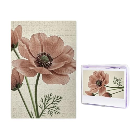 Casse-tête en bois 1000 pièces coquelicot marron art moderne premium