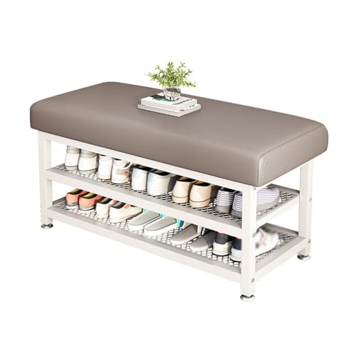 Banc à chaussures 2 niveaux avec assise rembourrée élégante pour l'entrée et la chambre