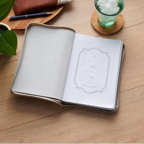 Image of Christian Art Gifts Inspirational Zippered Journal, My Grace is Sufficient for You Wide Ruled Notebook, 2 Cor. 12:9 Bible Verse, Taupe Vegan Leather, 336 Lined Pages w /scripture, (9 inch x 6.4 inch x .9 inch)