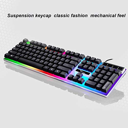 Kongqiabona-UK G21 USB Wired Mechanical Keyboard LED Colorful Backlight Gaming Keyboard Waterproof For PC Computer Gamer