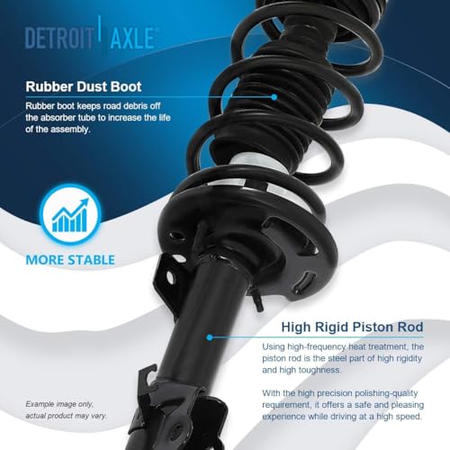 Image of Detroit Axle - 6pc Front Struts Tie Rod Kit for Ford 2011 2012 2013 Fiesta, 2 Struts with Coil Springs 4 Inner Outer Tie Rods Replacement Suspension Kit