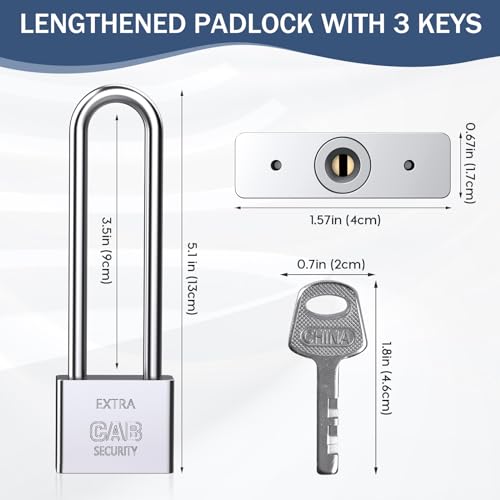 Lengthened Padlock with 3 Keys - Image 2