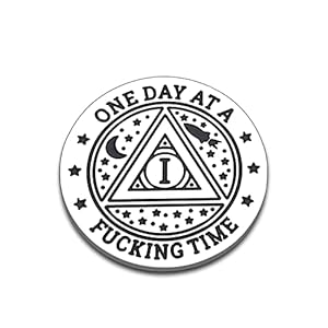 Get Well Soon Stocking Stuffers Gifts for Men Recovery Coins for 1 Year Sober Coin Gift Women Men AA Tokens One Day at a Fucking Time Coin Addiction Alcoholics Chemo Gifts Affirmation Gifts