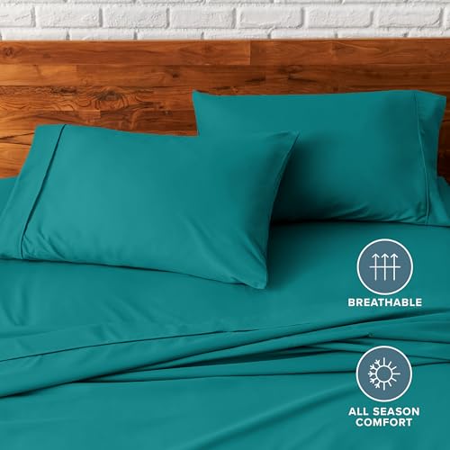 Image of Bare Home Microfiber Pillow Cases - Standard /Queen Size Set of 2 - Cooling Pillowcases - Double Brushed - Emerald Pillowcases 2 Pack - Easy Care (Standard Pillowcase Set of 2, Emerald)