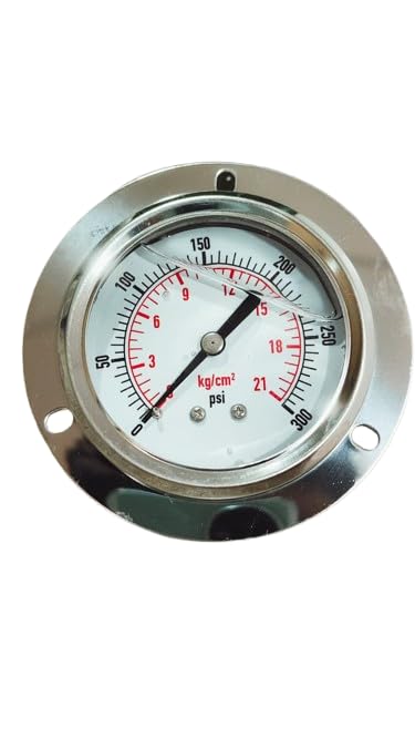 Pressure Gauge, Panel Mount, 0-300 PSI, 0-21 kg/cm², Stainless Steel, Analog Display-image-46