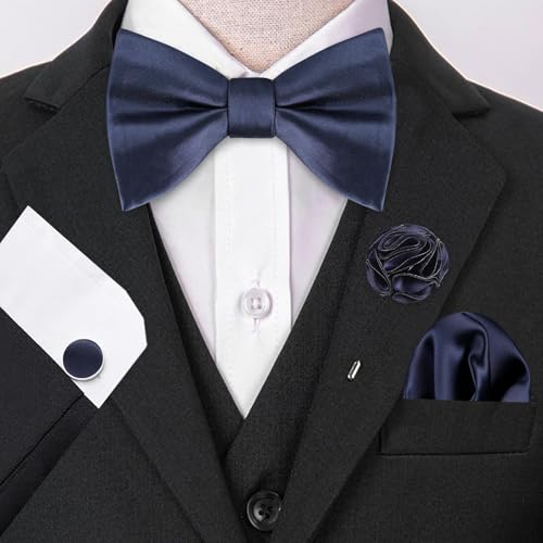 Image of Alizeal Mens 4pcs Formal Solid Bow Tie Set