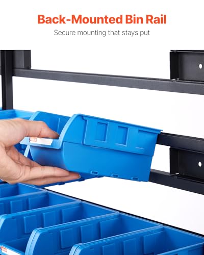 Image of VEVOR 5-Tier Double-Sided Rolling Bin Storage Rack, 68 Plastic Bins, Dual-Sided Parts Organizer with Wheels, Mobile Tool Organizer for Garage, Warehouse, Office, Restaurant, Classroom, Kitchen