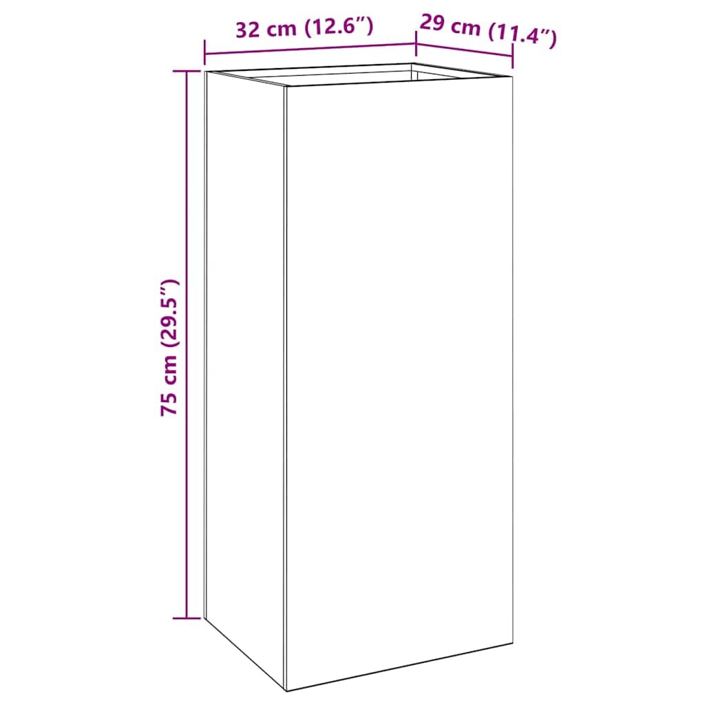 vidaXL Jardinera de Acero corten 32x29x75 cm, Maceta, arriate Elevado, Soporte para macetas, macetero, bancal Elevado, Soporte para Plantas