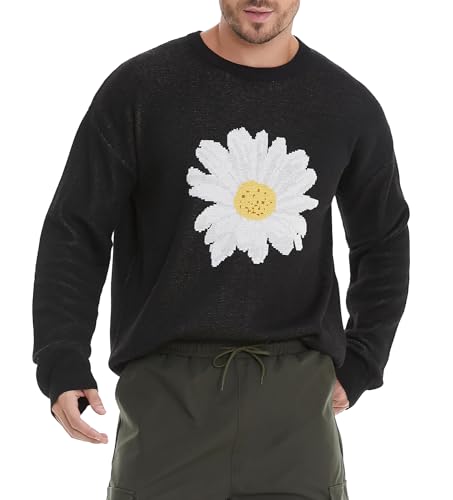 Joe Wenko Couples Matching Floral Sweater Crew Neck Pullover Sweaters Long Sleeve Casual Loose Knit Top2