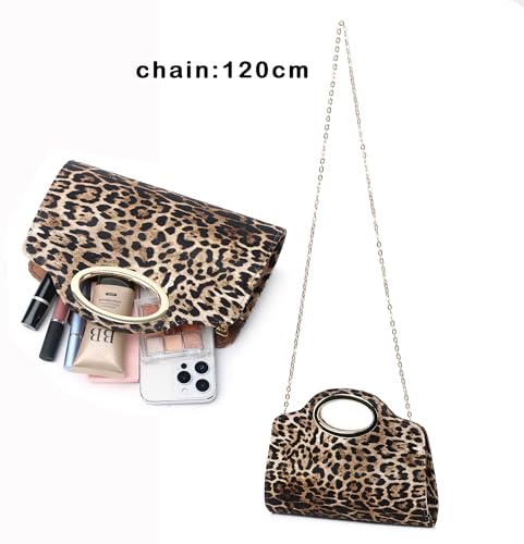 Image of Top Metal Handle Clutch Bags for Women, Evening Handbag Shoulder Crossbody Purse with Chain