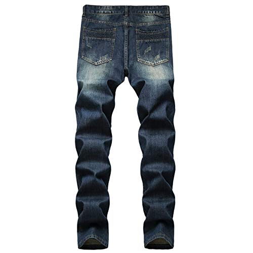 Men's Distressed Ripped Jeans Straight Hip Hop Biker Jean Trousers Slim Vintage Camo Patchwork Hole Denim Pants2
