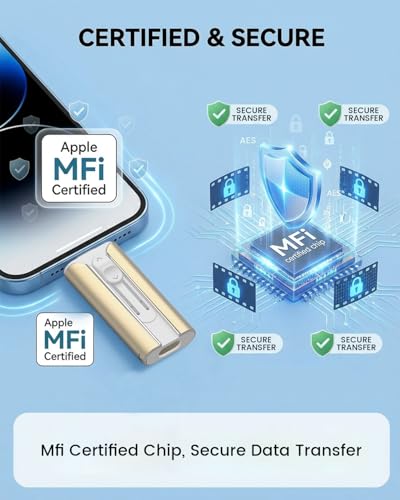 Image of MFI Certified 512GB Flash Drive - Photo Stick and USB Stick Offers Photo /Video Storage, The External Storage is Compatible with iOS, Android, and Pc,1 Pack (Gold)(Available Space: ~484GB)