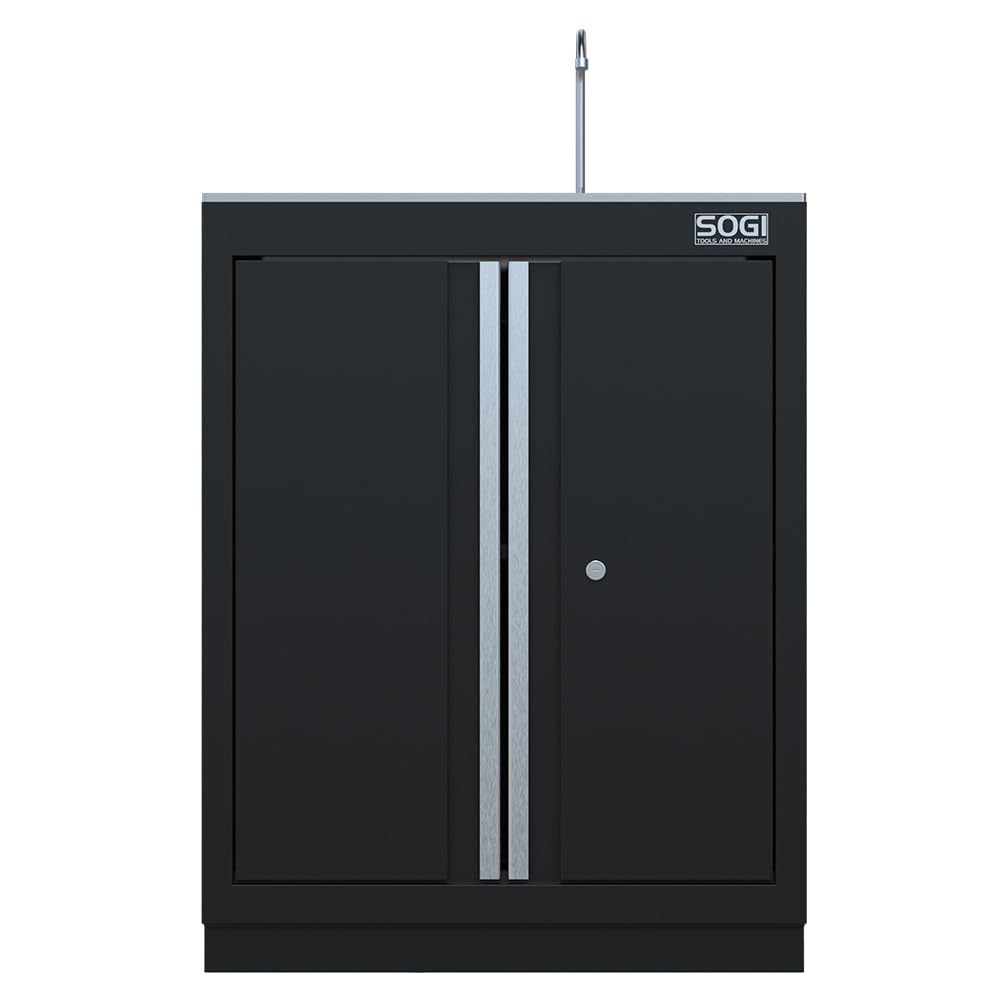 Sogi ARR-M-LAVABO Armadietto per officina con lavello integrato - 2 ante - 2 ripiani - con rubinetteria - 680x460x900 mm
