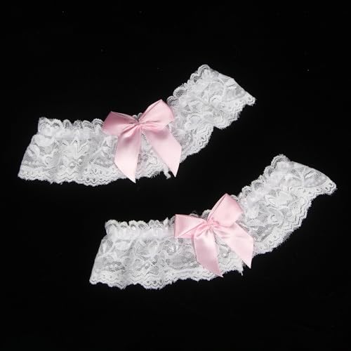 ohyeahlady Jarretière Mariage Blanc Dentelle Lot de 2 Jarretiere Cuisse Elastique Porte Jaretelles Sexy Jarretelle Cuisse Sous Vetements Feminins Cosplay Accessoires Halloween Taille Unique,Blanc – vue 6