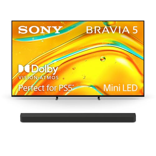 Image of Sony BRAVIA 5 55-Inch 4K Mini LED Smart TV (K-55XR50) & BRAVIA Theater Bar 8 11-Speaker Soundbar Bundle with Dolby Atmos