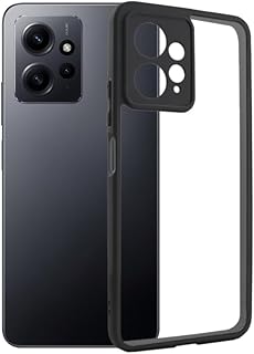 جراب حماية خلفي صلب مقاوم للصدمات مصنوع من البولي كربونات بإطار من البولي يوريثين المقاوم للحرارة الناعم بتصميم مضاد للاصفرار متوافق مع موبايل ريدمي نوت 12 شبكة الجيل الرابع 4G (لةن شفاف)