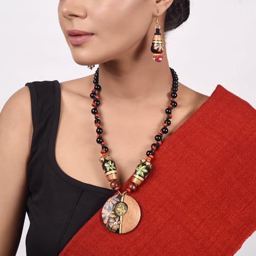 Image of AAKRITI ART CREATIONS Handcrafted Women's Jewelry Set - Ethnic Necklace and Earrings, Fashion Accessories for Special Occasions & Celebrations