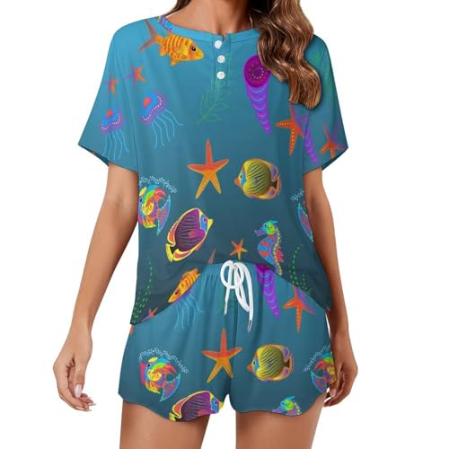 Pyjama pour femme anti-transpiration ensemble de nuit court tropical été