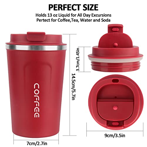 MOMSIV Coffee Cup, 380ml Stainless Steel Coffee Mug with Leak-Proof Lid, Insulated Vacuum Leakproof Travel Mug - Image 4