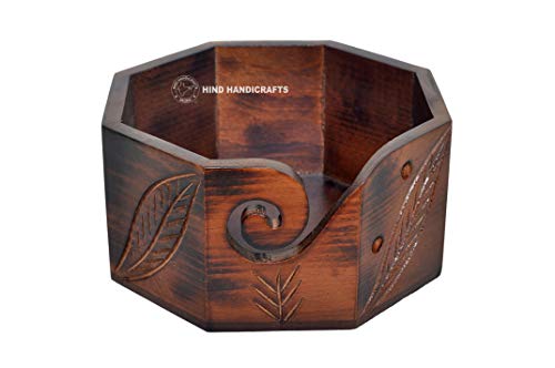 Hind Handicrafts - Cuenco octogonal para tejer (madera, 15,2 x 15,2 x 7,6 cm) Cover