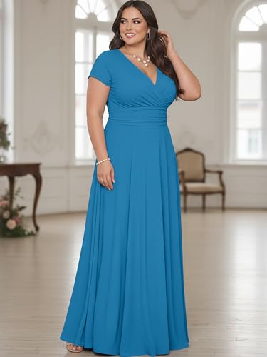 Image of KOH KOH Womens Sexy Cap Short Sleeve V-Neck Flowy Cocktail Gown