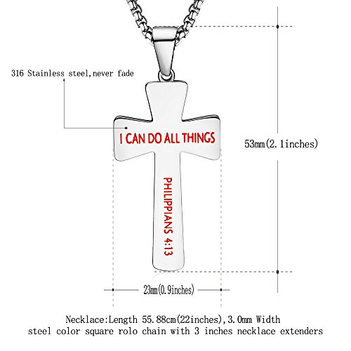 Baseball Cross Necklace Bracelets I CAN DO All Things Strength Bible Verse Stainless Steel Pendant Jewelry Gifts for Kids Boys Son Men4
