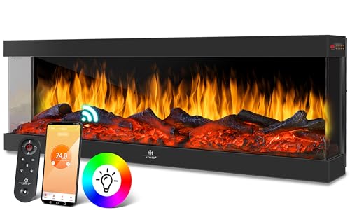 KESSER® Elektrokamin 3D Wandkamin Elektrischer 107cm Kamin mit Heizung 9...