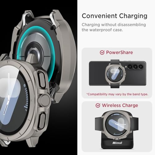 Image of VEMIGON Tough PC Case for Samsung Galaxy Watch 7 44mm, Change to Ultra Cover (Looks Like Galaxy Watch Ultra Appearance), Converter Case with Screen Protector for Galaxy Watch 7 - (44mm Titanium)