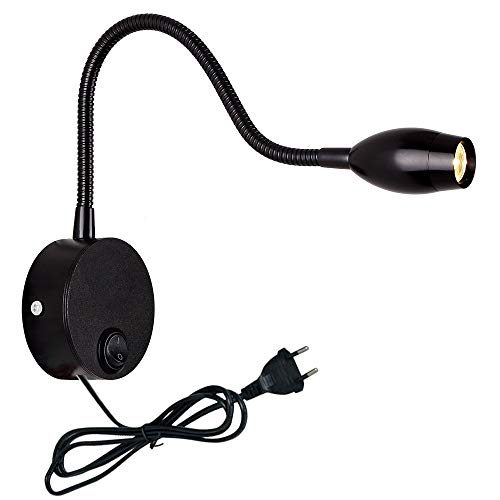LED avec interrupteur Applique murale Applique de projecteur Spot de lecture UK, EU, USA Plug Plug en col de cygne Tuyau flexible en aluminium Corps Angle Lampe Réglable,Black,USA