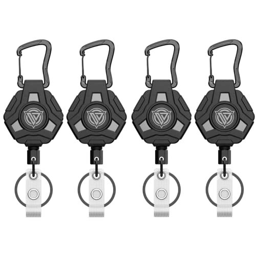 Lot de 4 porte-clés rétractables enrouleur badge attache ceinture