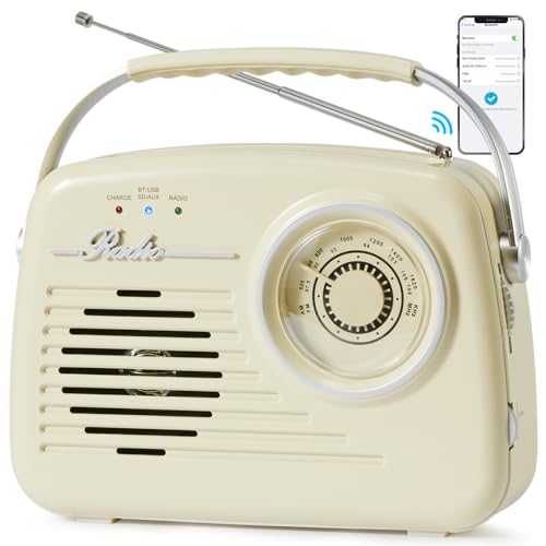 Radio Retro Am FM, Pequeñas Radios Portátiles con Bluetooth, Func...